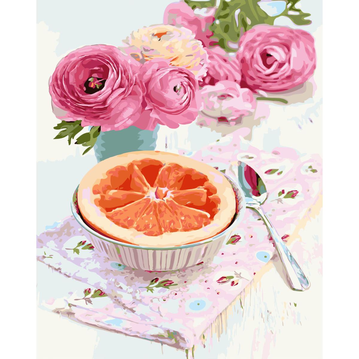 Картина по номерам Strateg Премиум Цитрус на десерт с лаком 40х50 см (SY6629)