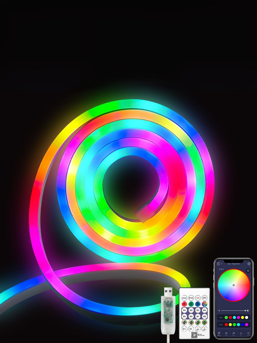 Лента умная неоновая RGB/LED USB/Bluetooth с пультом 5 м Белый (2660334341) - фото 9 Лента умная неоновая RGB/LED USB/Bluetooth с пультом 5 м Белый (2660334341) - фото 9