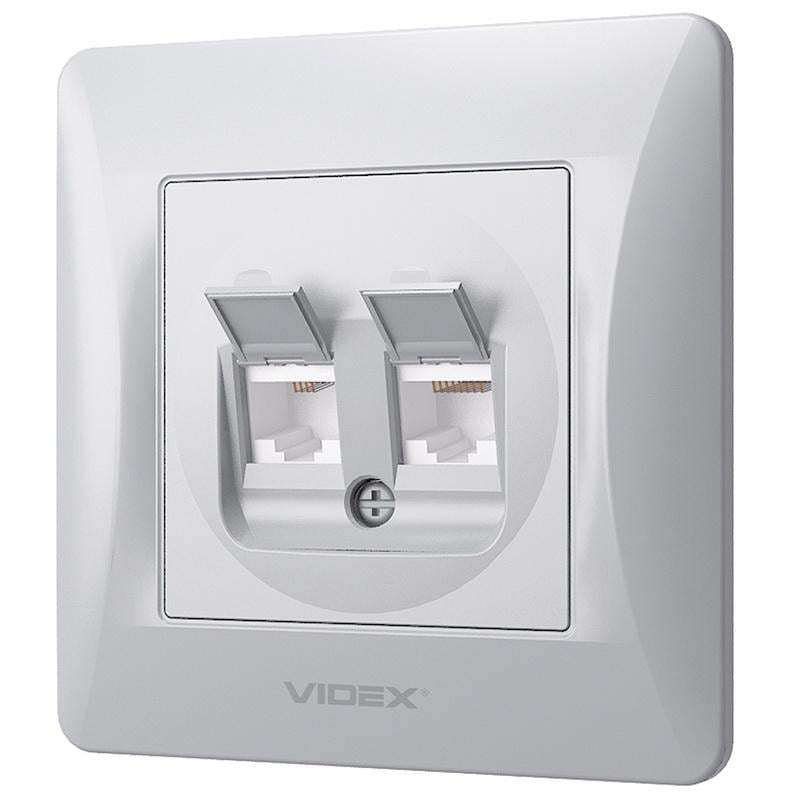Розетка комбинированная Videx Binera CAT3+CAT6 VF-BNSK2PC6TF3-SS Серебристый Розетка комбинированная Videx Binera CAT3+CAT6 VF-BNSK2PC6TF3-SS Серебристый