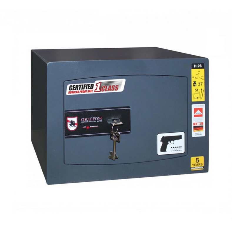 Сейф взломостойкий пистолетный Griffon H.26.KP DARK GREY с полкой (2-12-H.26.KP DARK GREY)