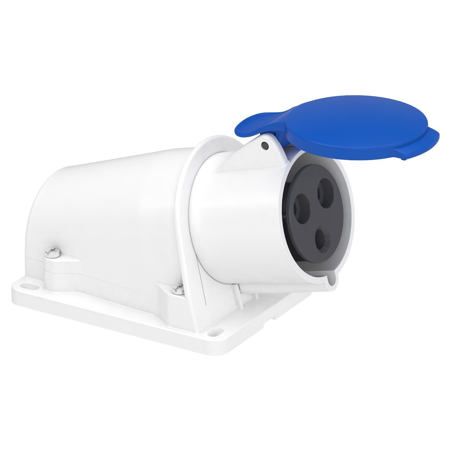 Силова розетка Schneider Electric Mureva 2P+E 32А 250 В стаціонарна IP44 Синій (PKF32W423) Силова розетка Schneider Electric Mureva 2P+E 32А 250 В стаціонарна IP44 Синій (PKF32W423)