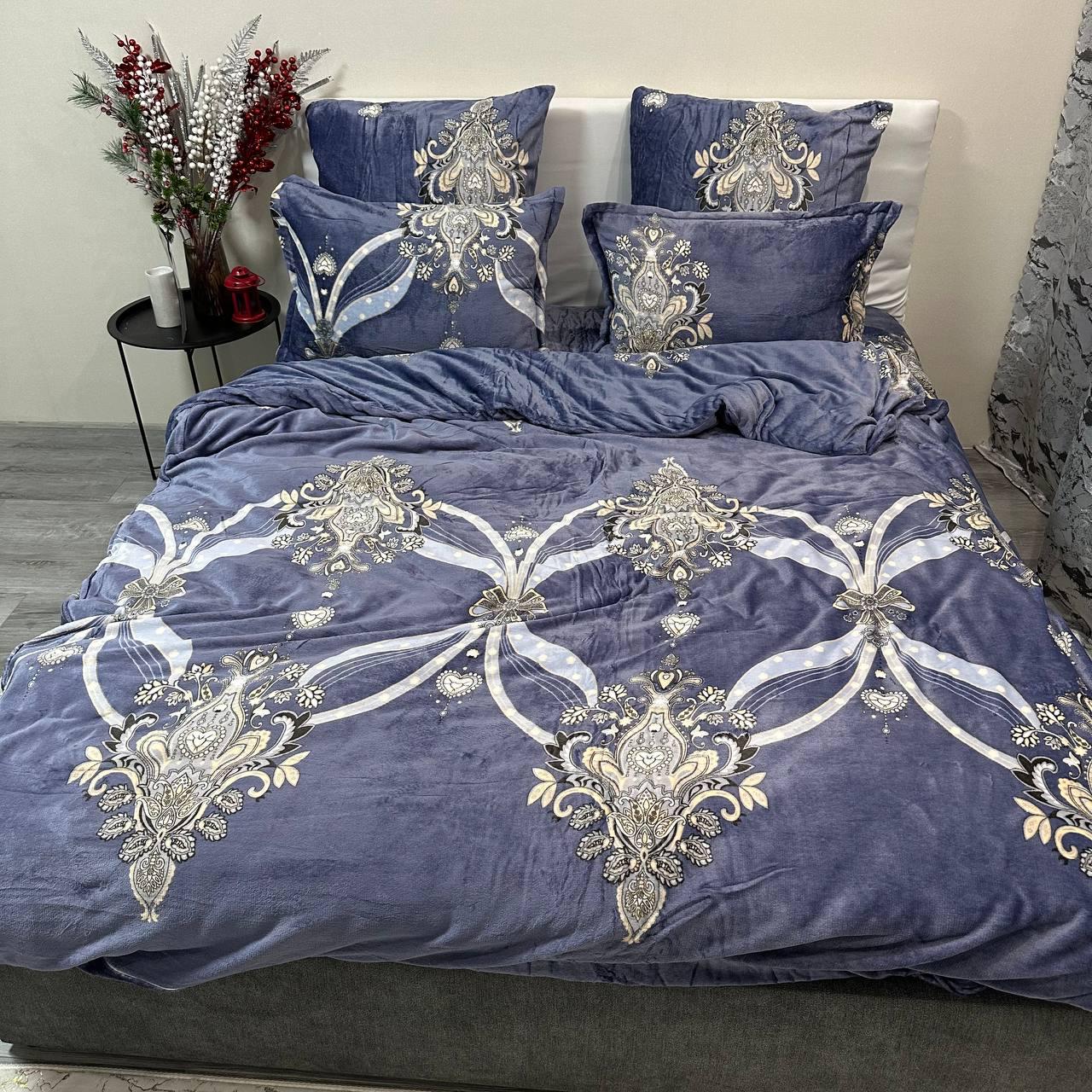 Комплект постільної білизни велюровий з малюнком з 4 наволочками євро 200x230 см Лавандовий (29225205) - фото 5 Комплект постільної білизни велюровий з малюнком з 4 наволочками євро 200x230 см Лавандовий (29225205) - фото 5