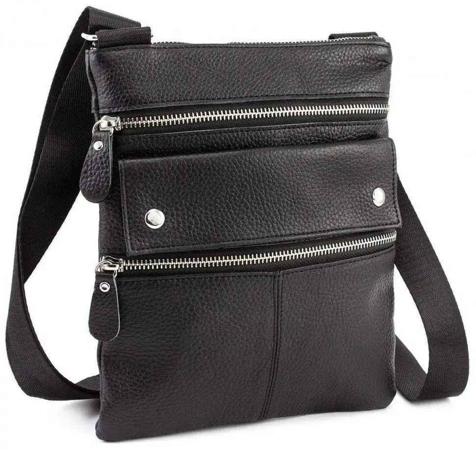 Сумка-мессенджер кожаная Tiding Bag Черный
