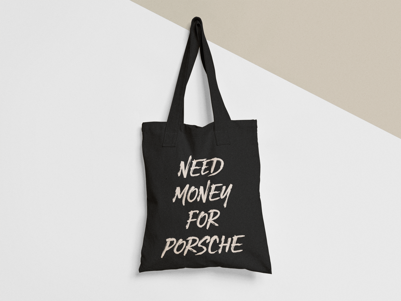 Эко-сумка шоппер с принтом "Need money for porsche" 38х40 см Черный (ПН376-Т1)