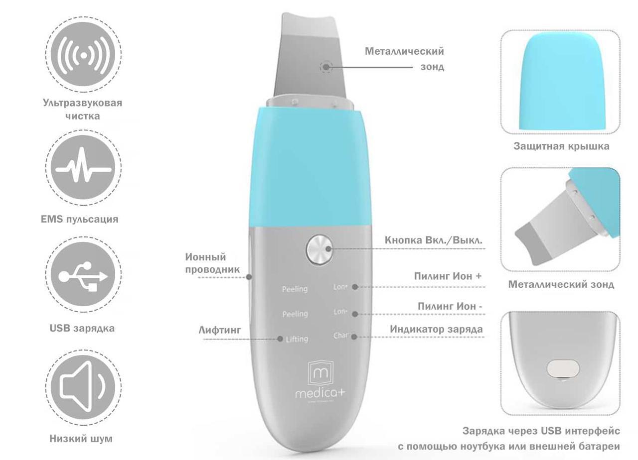 Скраббер MEDICA + Vibroscin 8.0 ультразвуковой для лица (11444097) - фото 9