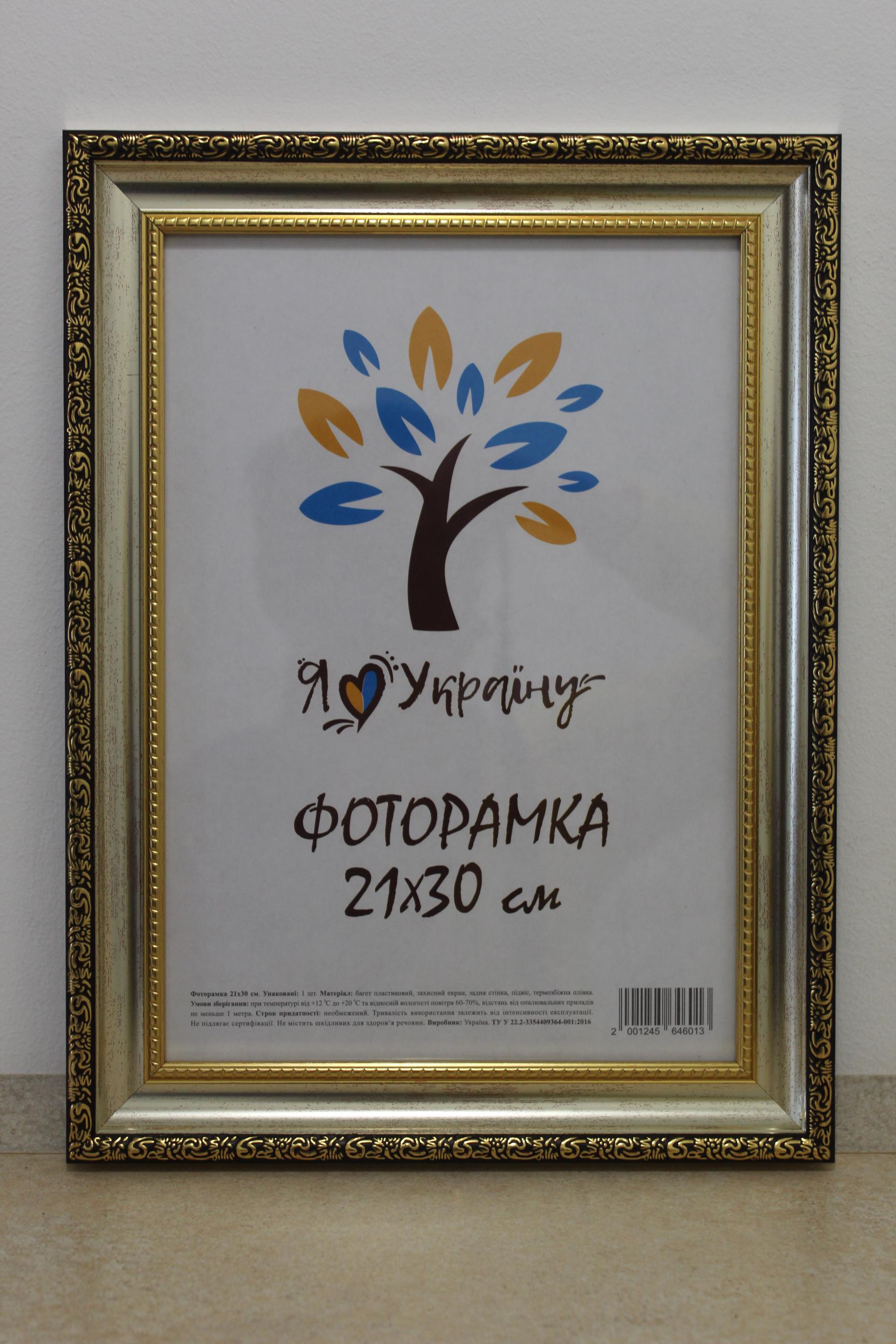 Фоторамка UAFRAME 377-036S оргстекло/ДВП 21х30 см Серебряный/Золотой (18343853)