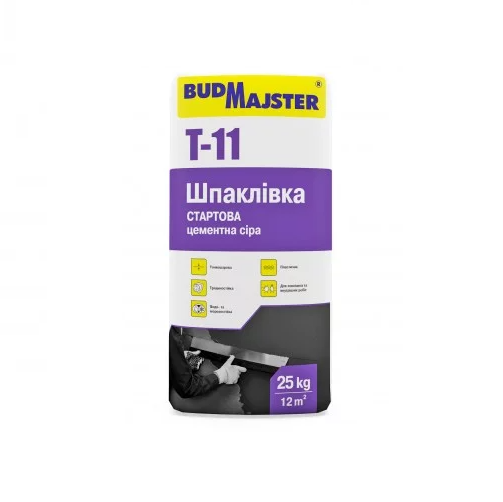 ᐉ Шпатлевка стартовая цементная BudMajster Т 11 25 кг Серый • Купить в ...