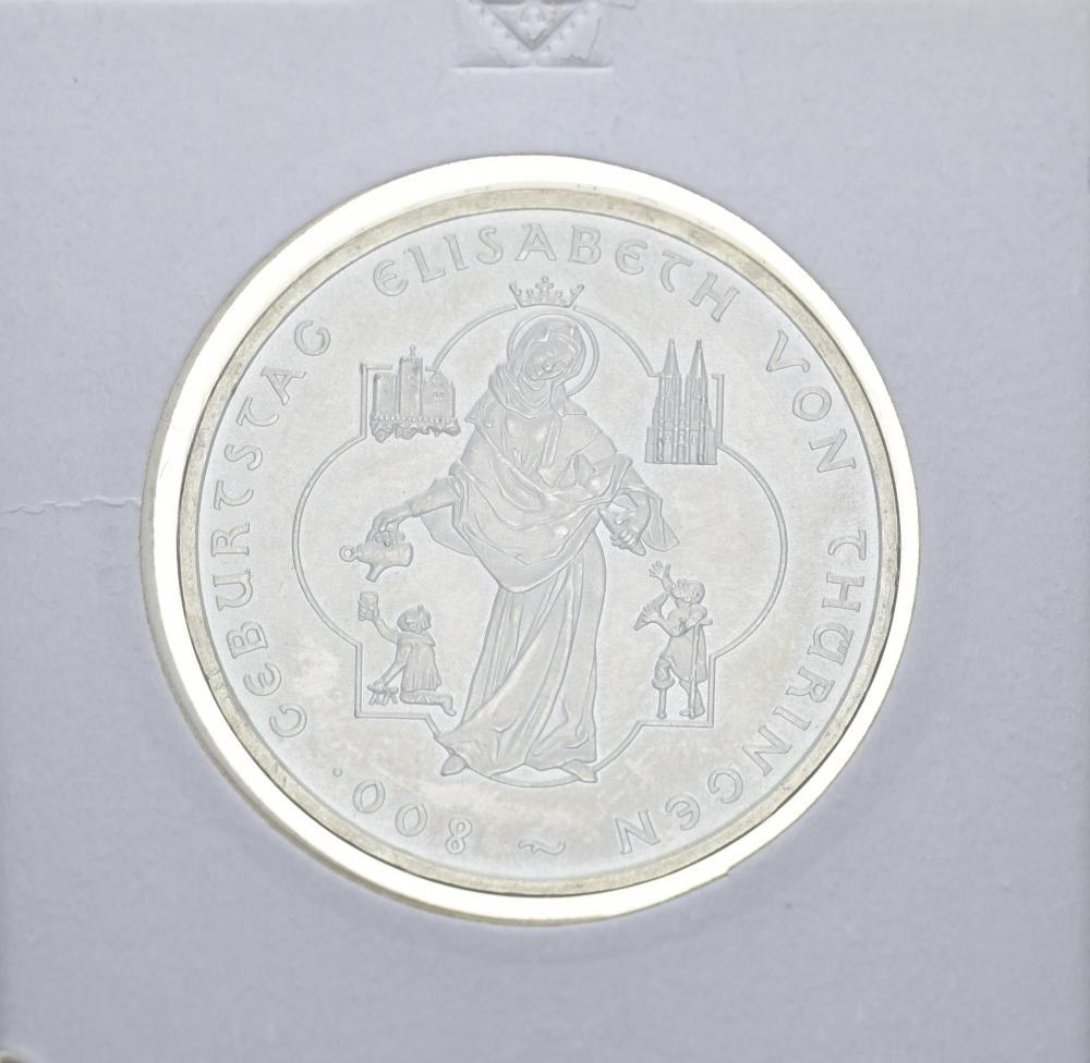 Коллекционная монета Германия 10 евро 2007 Элизабет Тураген Серебро UNC (М10906)