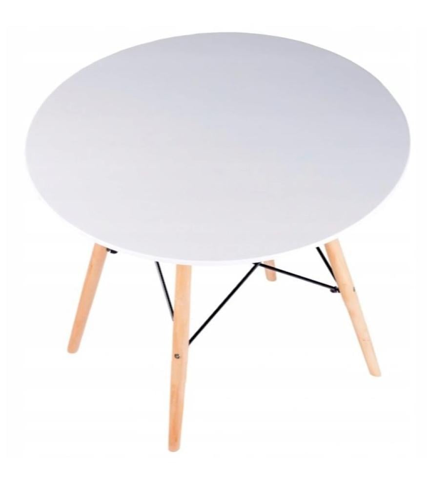 Обеденный стол круглый на деревянных ножках Bonro В-957-800 в скандинавском стиле 80 см Белый (147-76-41300023)