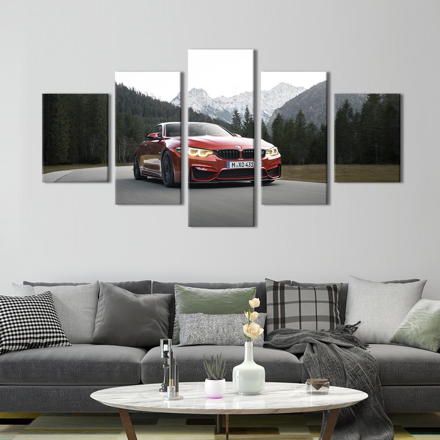 Картина на холсте Авто BMW в красном цвете 187x94 см (1381-52)