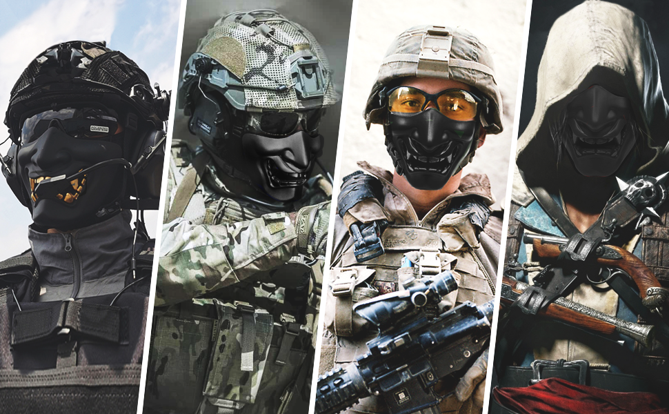 Маска Самурая Ghost of Tsushima Демон Кабукі Хання Airsoft Чорний (MK001024) - фото 3 Маска Самурая Ghost of Tsushima Демон Кабукі Хання Airsoft Чорний (MK001024) - фото 3