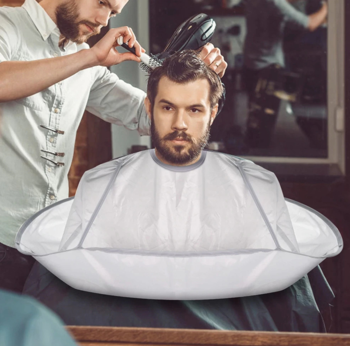 Фартук накидка для стрижки волос 5910 60 см Серый (4259114) - фото 2 Фартук накидка для стрижки волос 5910 60 см Серый (4259114) - фото 2