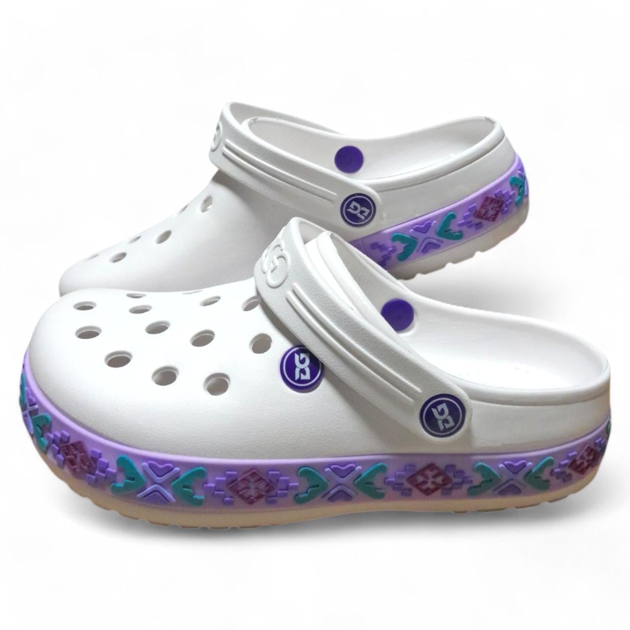 Сабо женские с фиолетовой вышиванкой dagostyle р. 40 25,7 см Белый (2473421448)