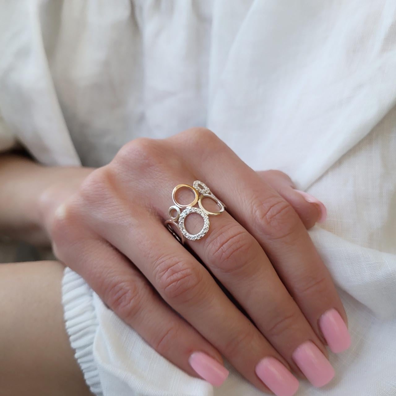 Серебряное кольцо 622 Круг с золотой пластиной р 20,5 серебро 925 пробы 3,09 г (2905915236)