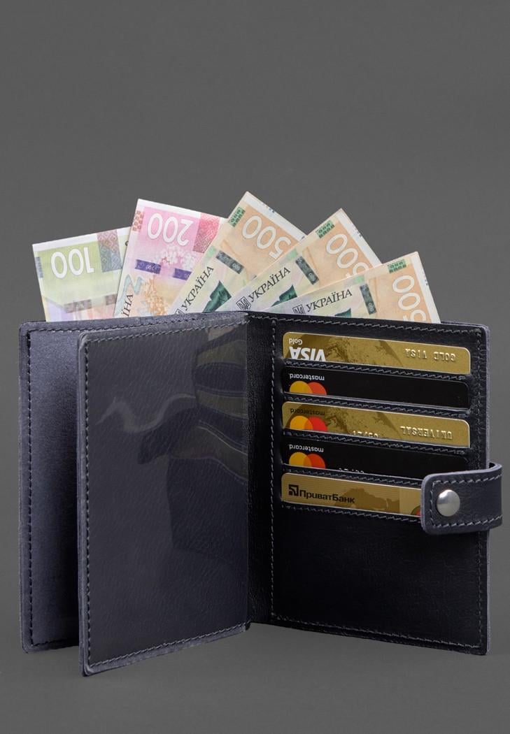 Переплет-портмоне кожаный на паспорт с гербом Украины 25.1 Темно-синий (A-028612) - фото 4 Переплет-портмоне кожаный на паспорт с гербом Украины 25.1 Темно-синий (A-028612) - фото 4