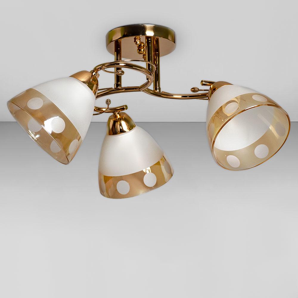 Люстра стельова Light House SC-18734/3 FG d 490х260 мм Золотий/Білий/Бурштиновий