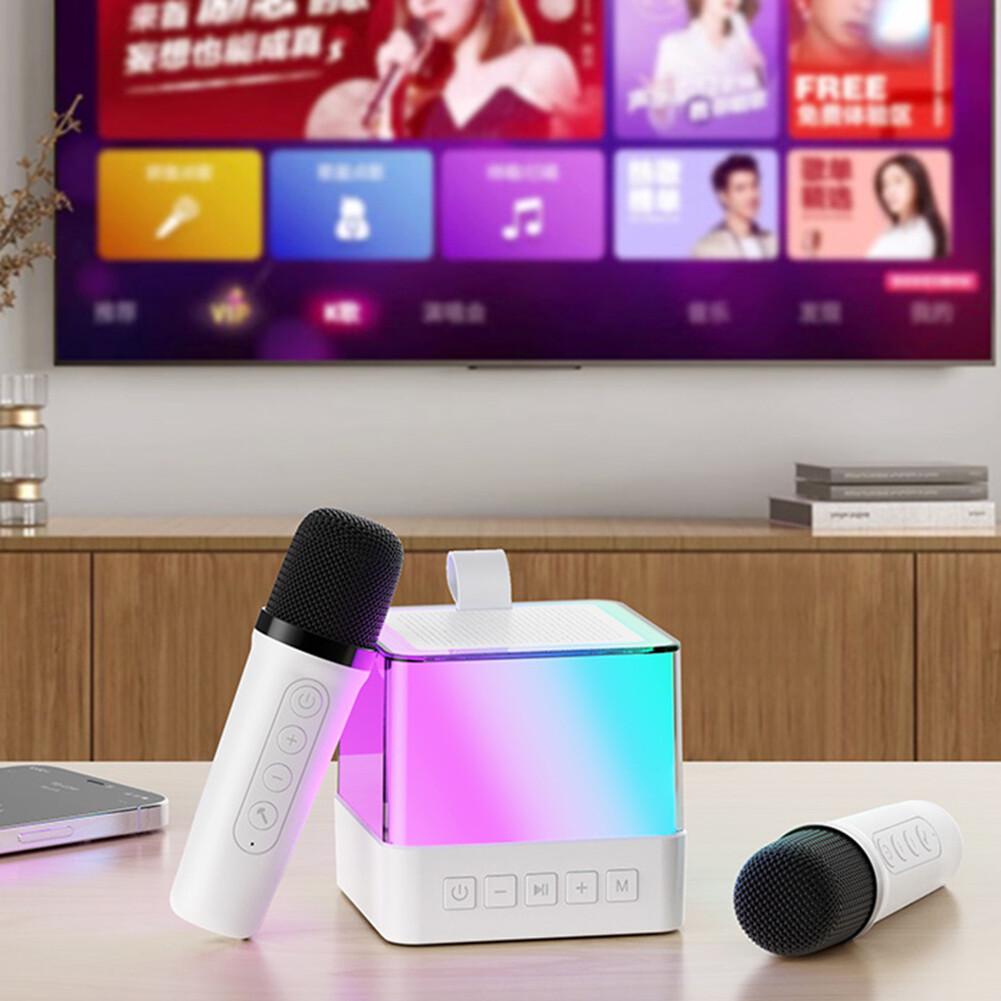 Колонка караоке дитяча з двома бездротовими мікрофонами RGB підсвічуванням (K18) - фото 5