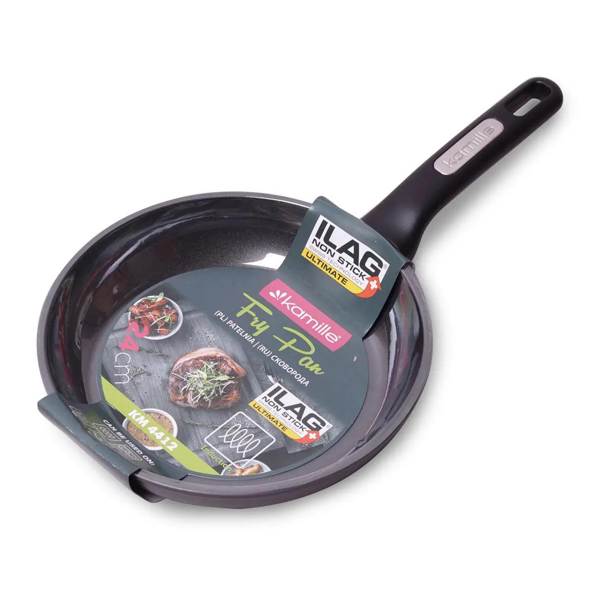 Сковорода Kamille из алюминия со сверхпрочным антипригарным покрытием для индукции и газа 24 см (KM-4412)