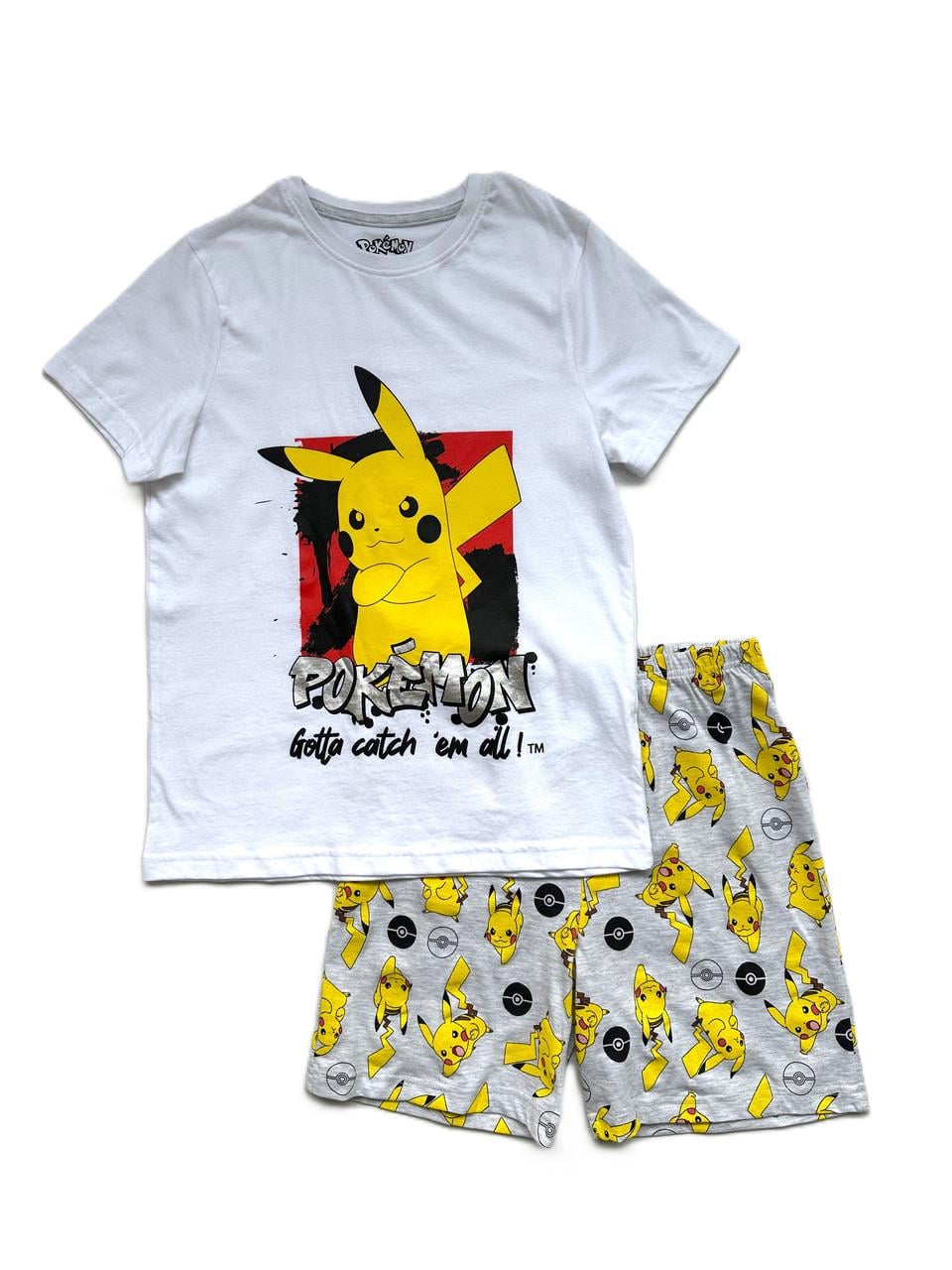 Піжама дитяча Primark Pokemon футболка/шорти 12-13 років 158 см Білий/Сірий (05022026-49)