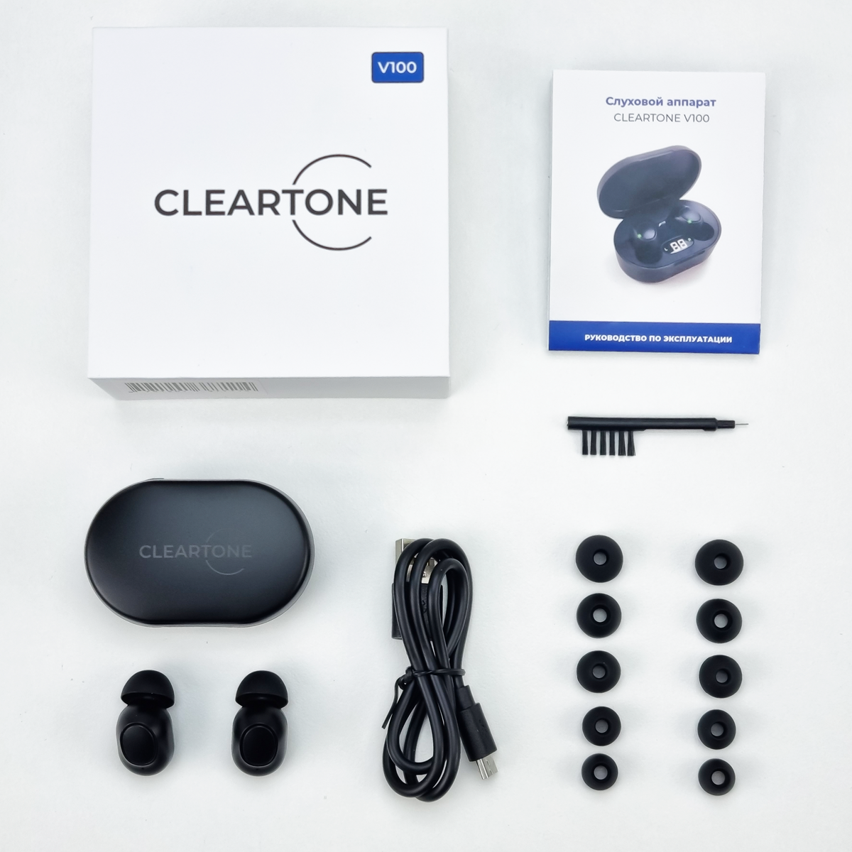 Слуховой аппарат CLEARTONE V100 с двумя TWS наушниками и портативным боксом для зарядки Black (6751724) - фото 9