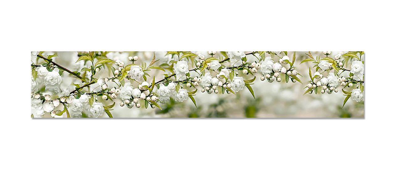 Кухонный фартук Белая сакура из самоклеющейся виниловой пленки 60х300 см Зеленый