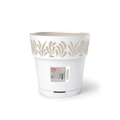 Вазон круглый с автополивом STEFANPLAST OPERA GAIA 25х25 см 7,5 л Белый/Травертиновый (88500)