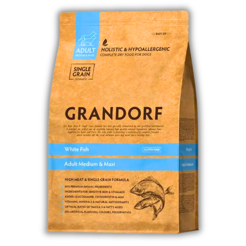 Корм для собак сухий Grandorf Біла риба для дорослих собак середніх та великих порід 1 кг (94301)