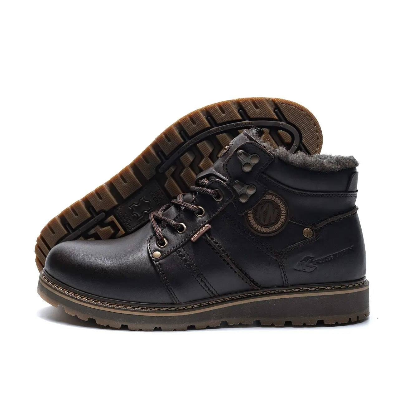 Ботинки мужские зимние на натуральном меху KrisTan City Traffic р. 44 29 см Коричневый (28265539)