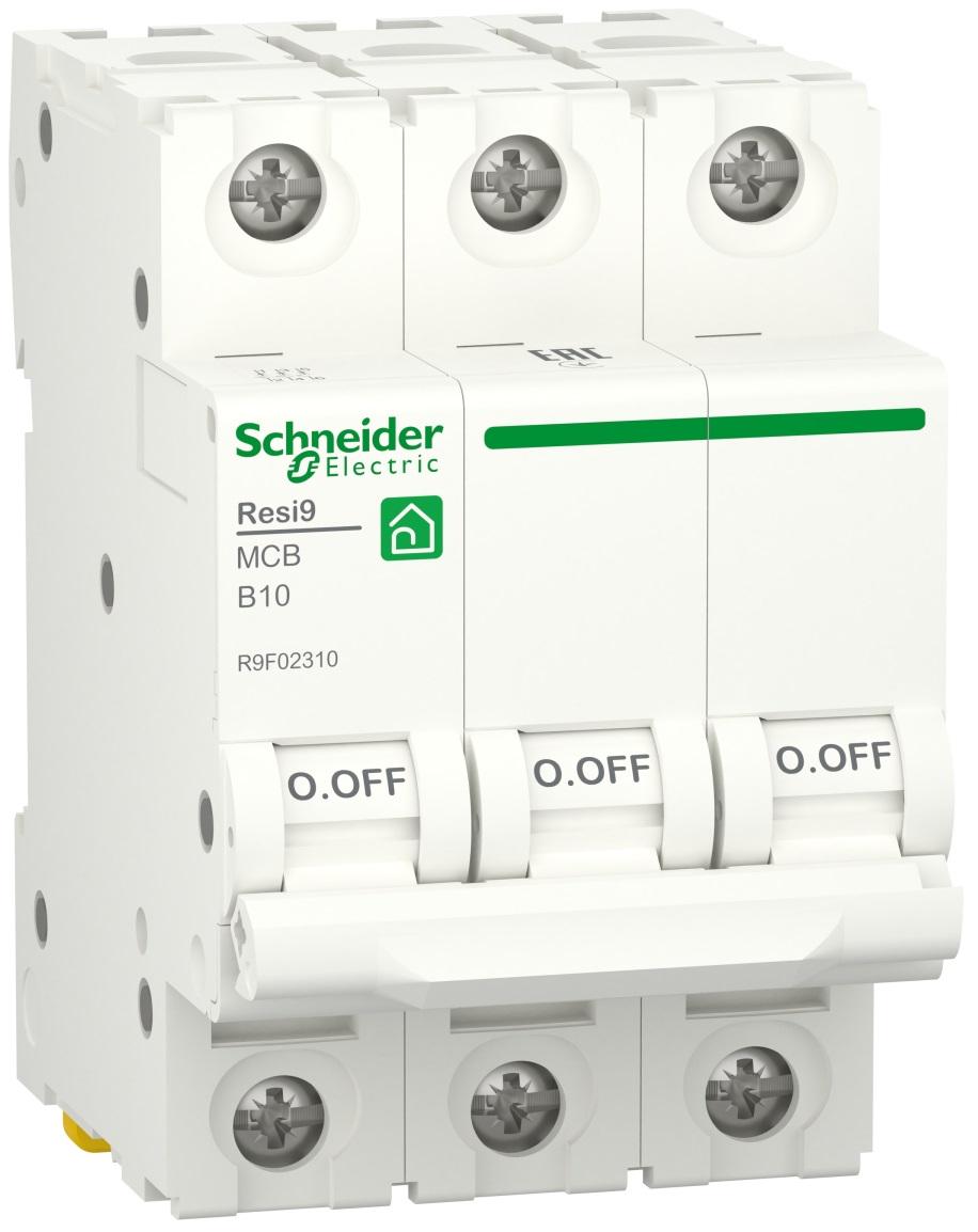 Автоматический выключатель Schneider Electric RESI9 3P 10A 6кА В (R9F02310) - фото 1