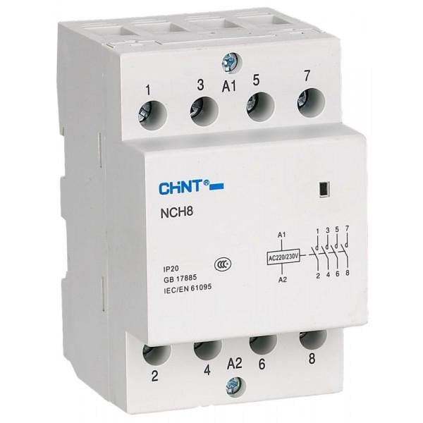 Контактор модульный CHINT NCH8-25/40 4P 25A 4NO 230V (256089)