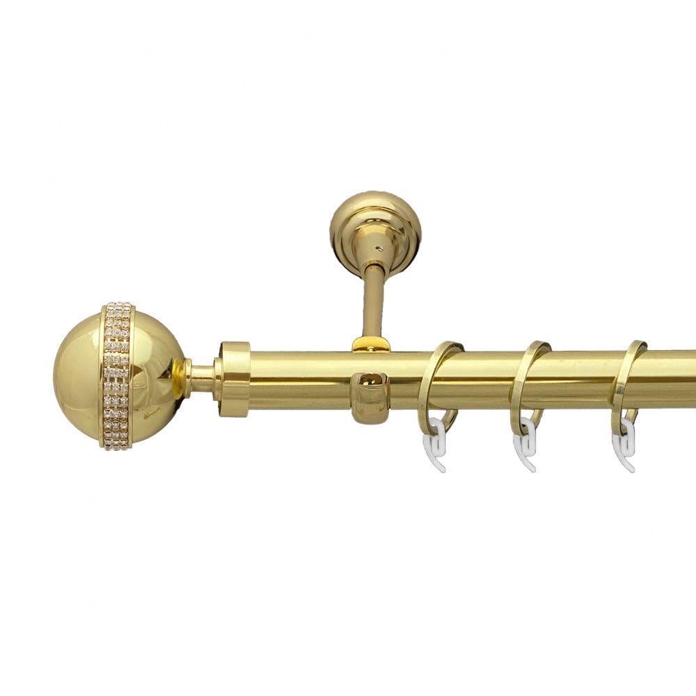 Карниз металлический Orvit Авея однорядный открытый/гладкая труба/кольцо фасонное металлическое Золото 25 мм 300 см (7035233)