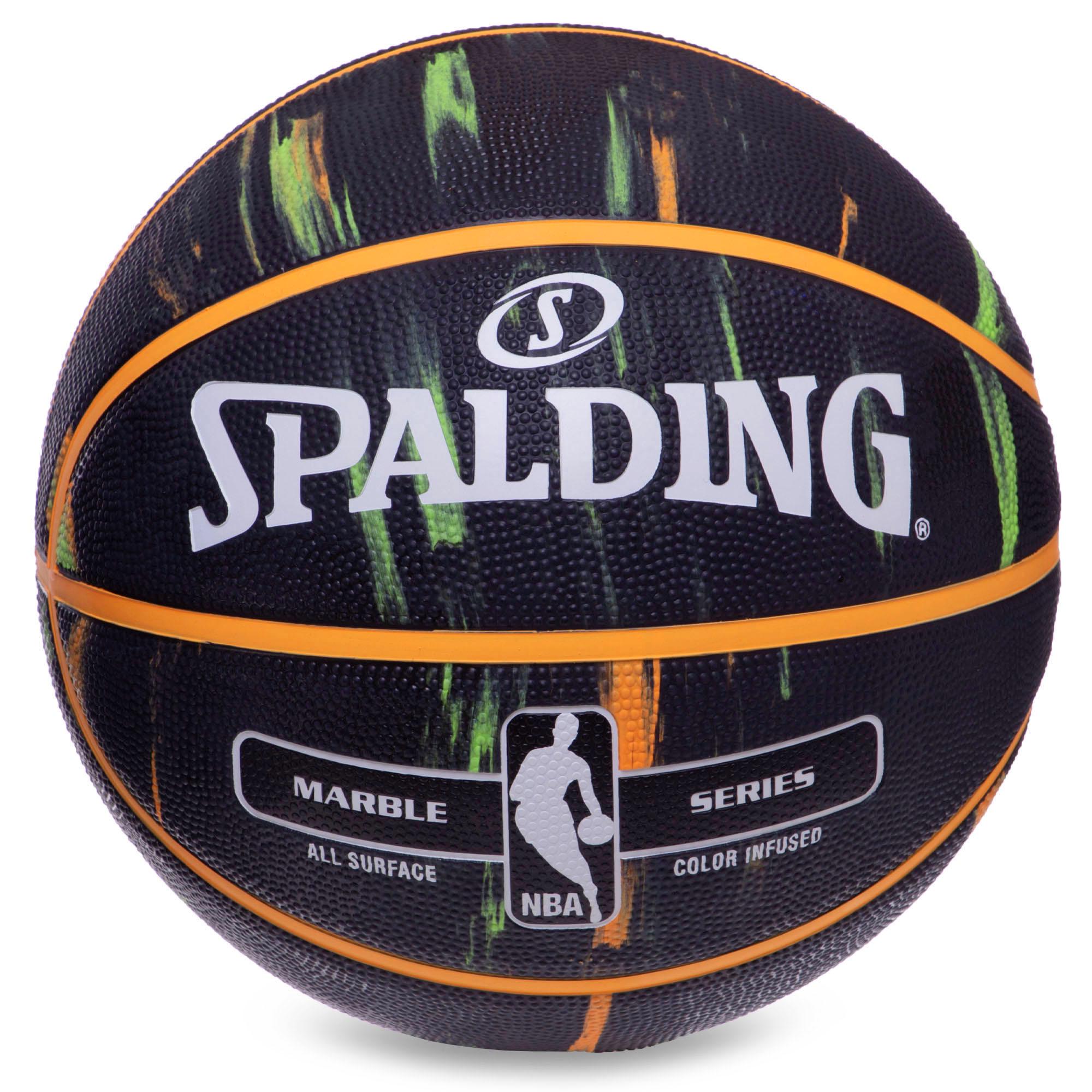 М'яч баскетбольний гумовий Zelart SPALDING NBA MARBLE 83882Z №7 Чорний/Жовтий (DR006128)