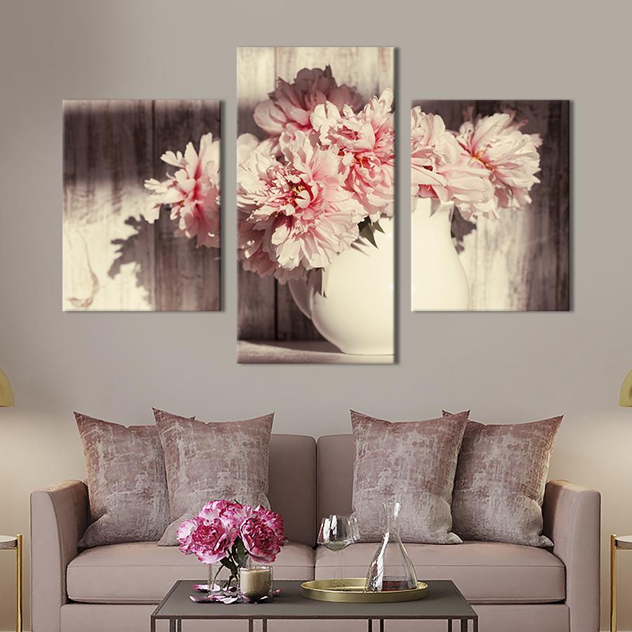 Модульная картина на холсте Триптих Ароматные пионы 96x60 см (236-32)