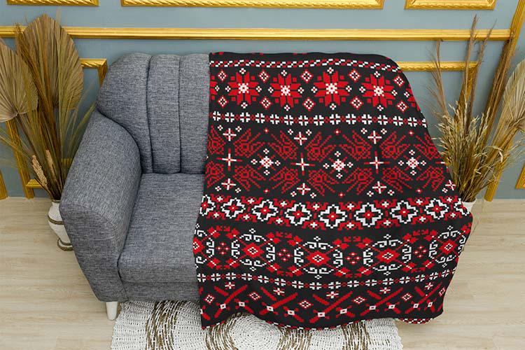 Плед плюшевый Украинский Орнамент однослойный 135х150 см Красный (114622-4) Плед плюшевый Украинский Орнамент однослойный 135х150 см Красный (114622-4)