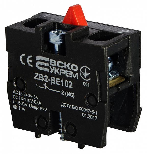 Контактный блок АСКО ZB2-BE102 1NC 3A 240V AC/DC для постов управления XAL-B (A0140010028)