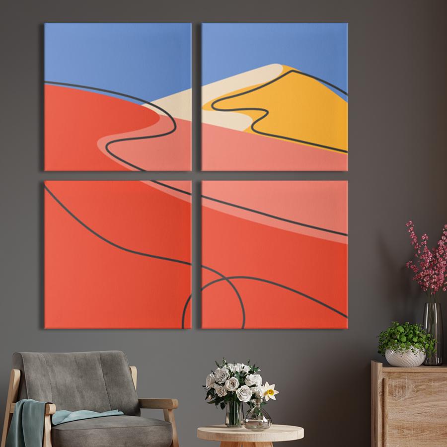 Картина модульная из 4 частей Разноцветная горы L 103x103 см (MK423208)