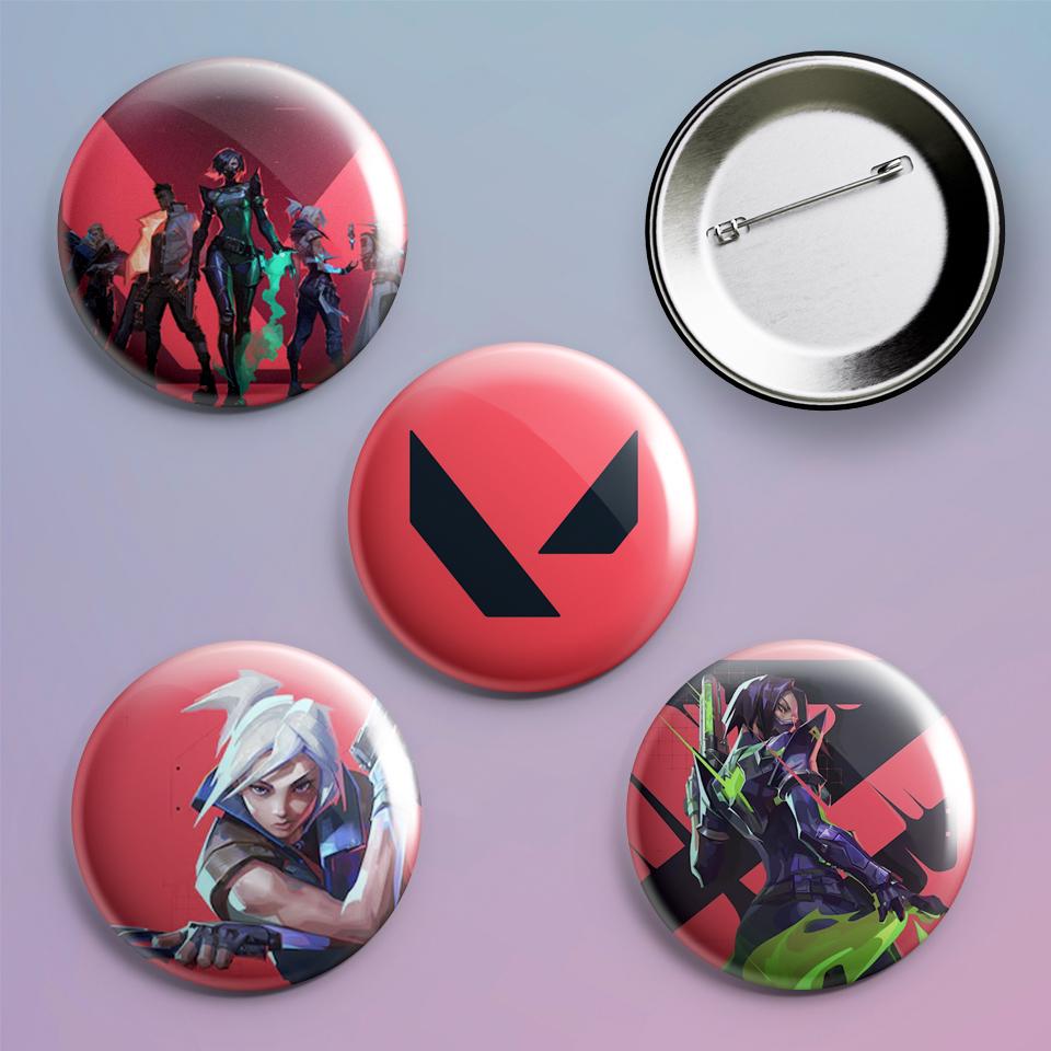 Значки на рюкзак с принтом игры Valorant 4 шт.