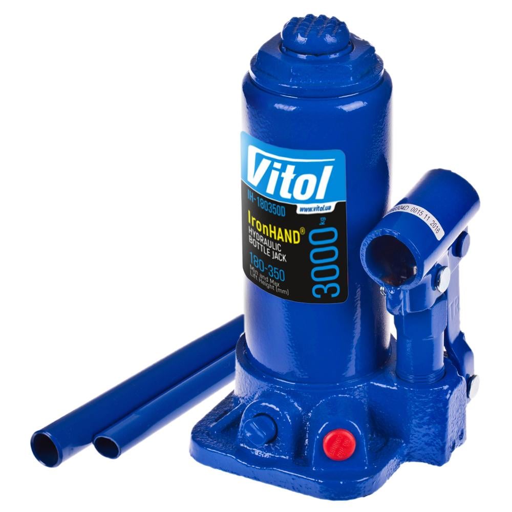 Домкрат гідравлічний телескоп Vitol 3 т 180-343 мм (IH-180350D)