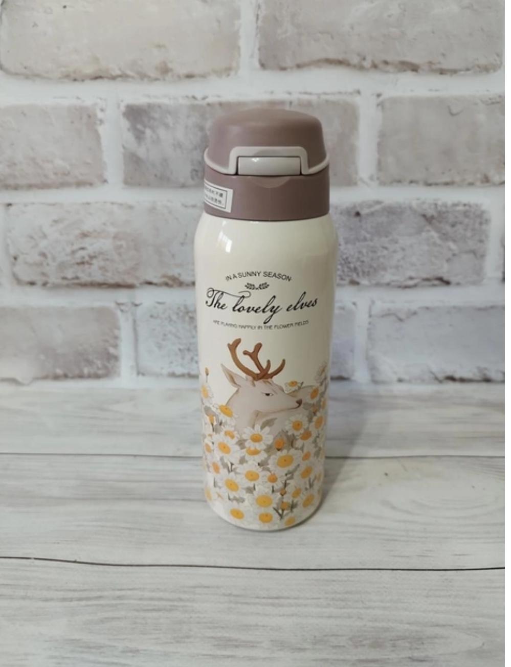 Термос детский Stenson Олененок с трубочкой нержавеющая сталь 350 мл (17997384)