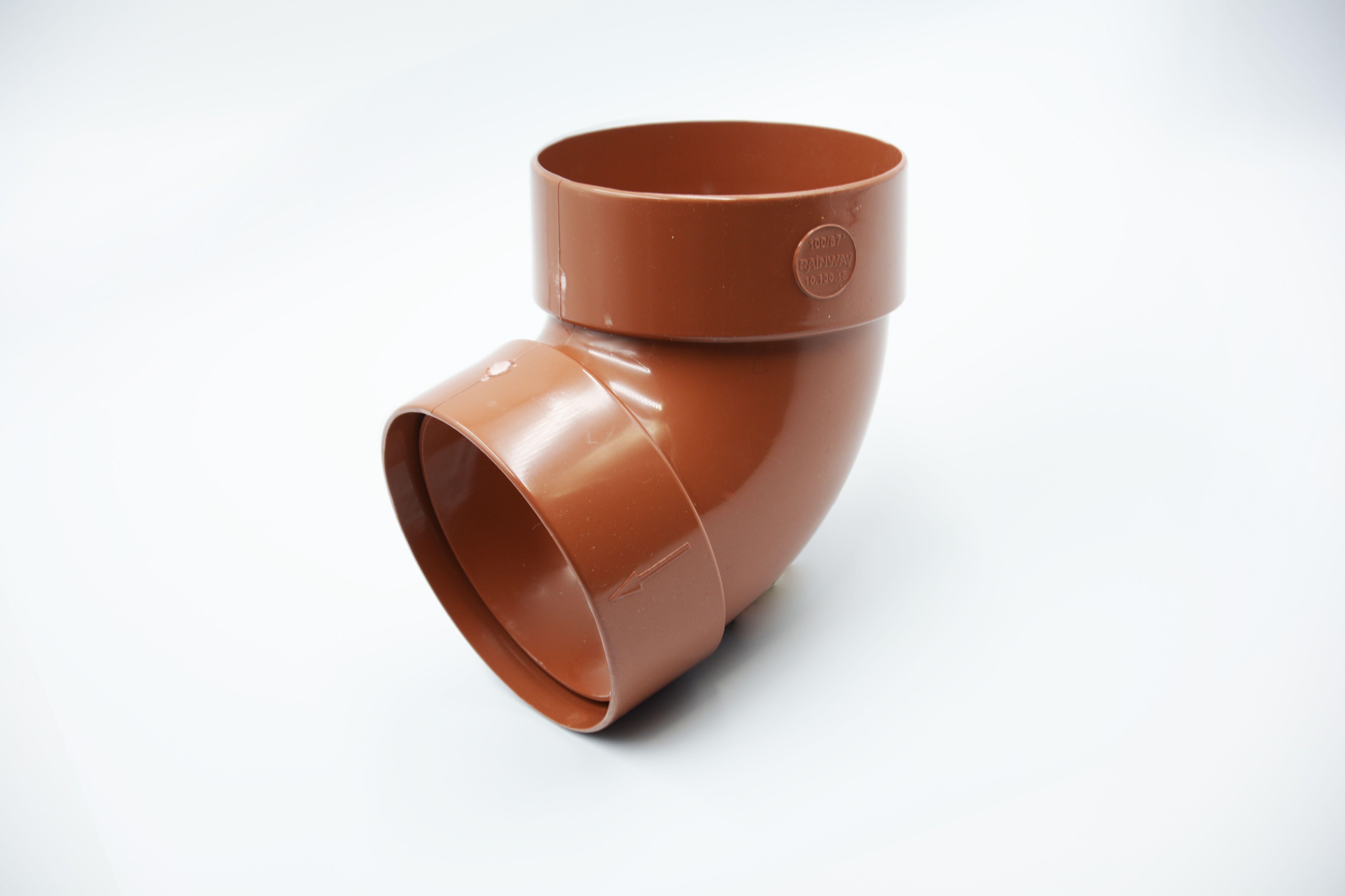 Отвод трубы двухмуфтовый RAINWAY 67° D 100 мм RAL 8004 Кирпичный 10.130.