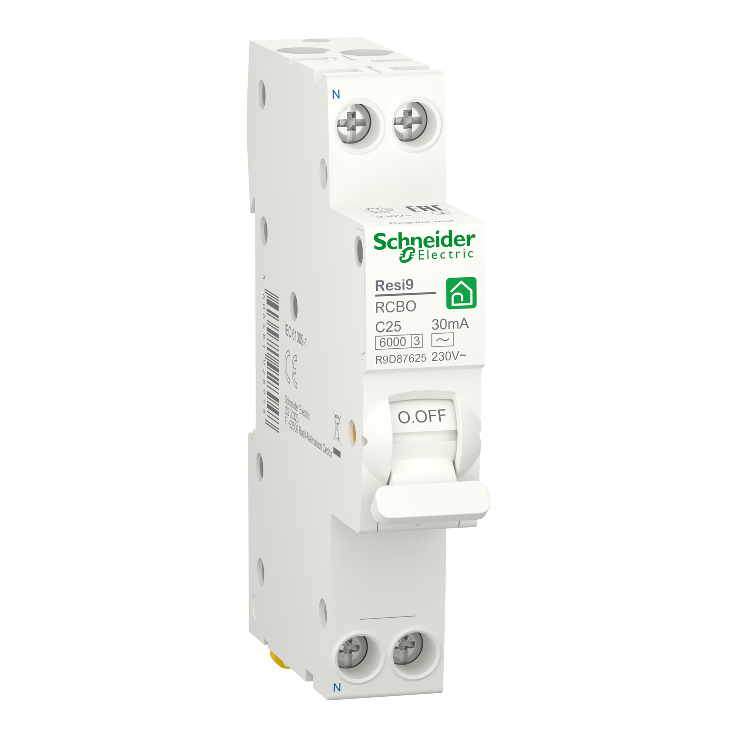Автомат дифференциальный Schneider Electric 1Р+N 25А 30mА 6kA C Resi9 АC (R9D87625)