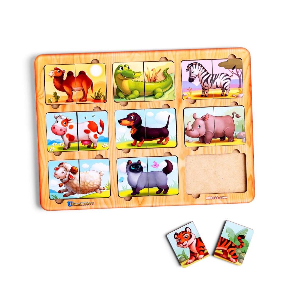 Пазлы деревянные Ubumblebees Удивительные зверьки 9 животных 31х22 см (IP-177-P-155)