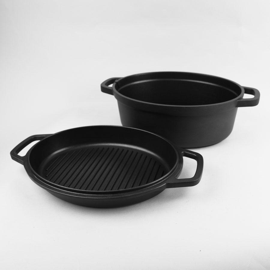 Кастрюля с крышкой-сковородкой гриль Maestro MR-4132 6,4 л Черный