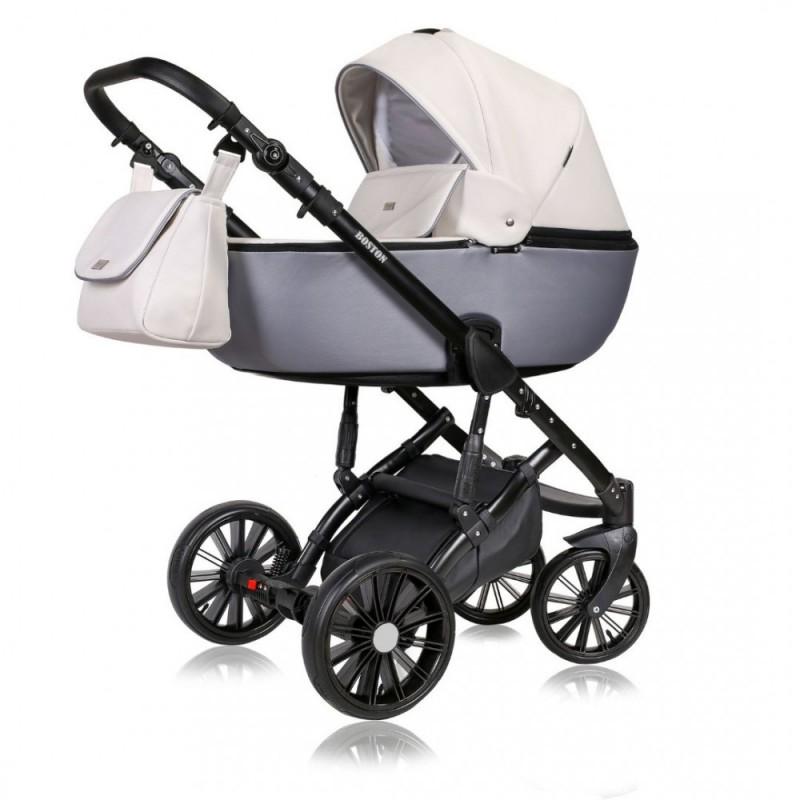 Коляска Quali Prado P188 универсальная с дождевиком и чехлом на ножки 2в1 Белый/Серый