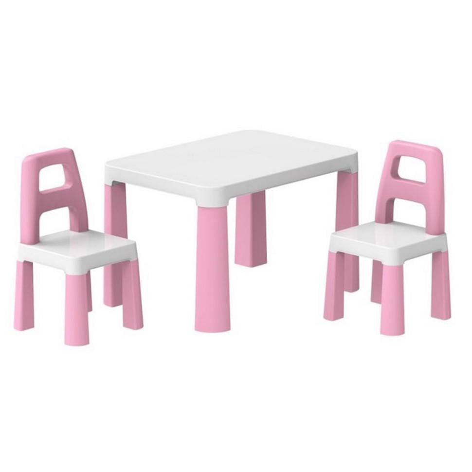 Детский стол с двумя стульями ТехноК пластик 47х54х75 см Розовый (KL-154-R-57)
