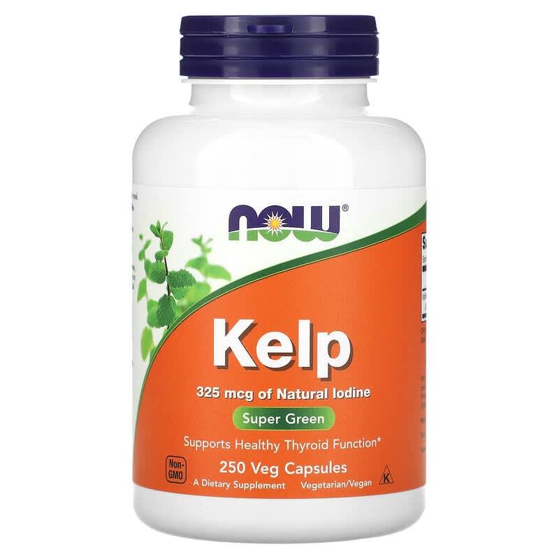 Келп Now Foods Kelp 325 мкг натуральный источник йода для щитовидной железы 250 капсул