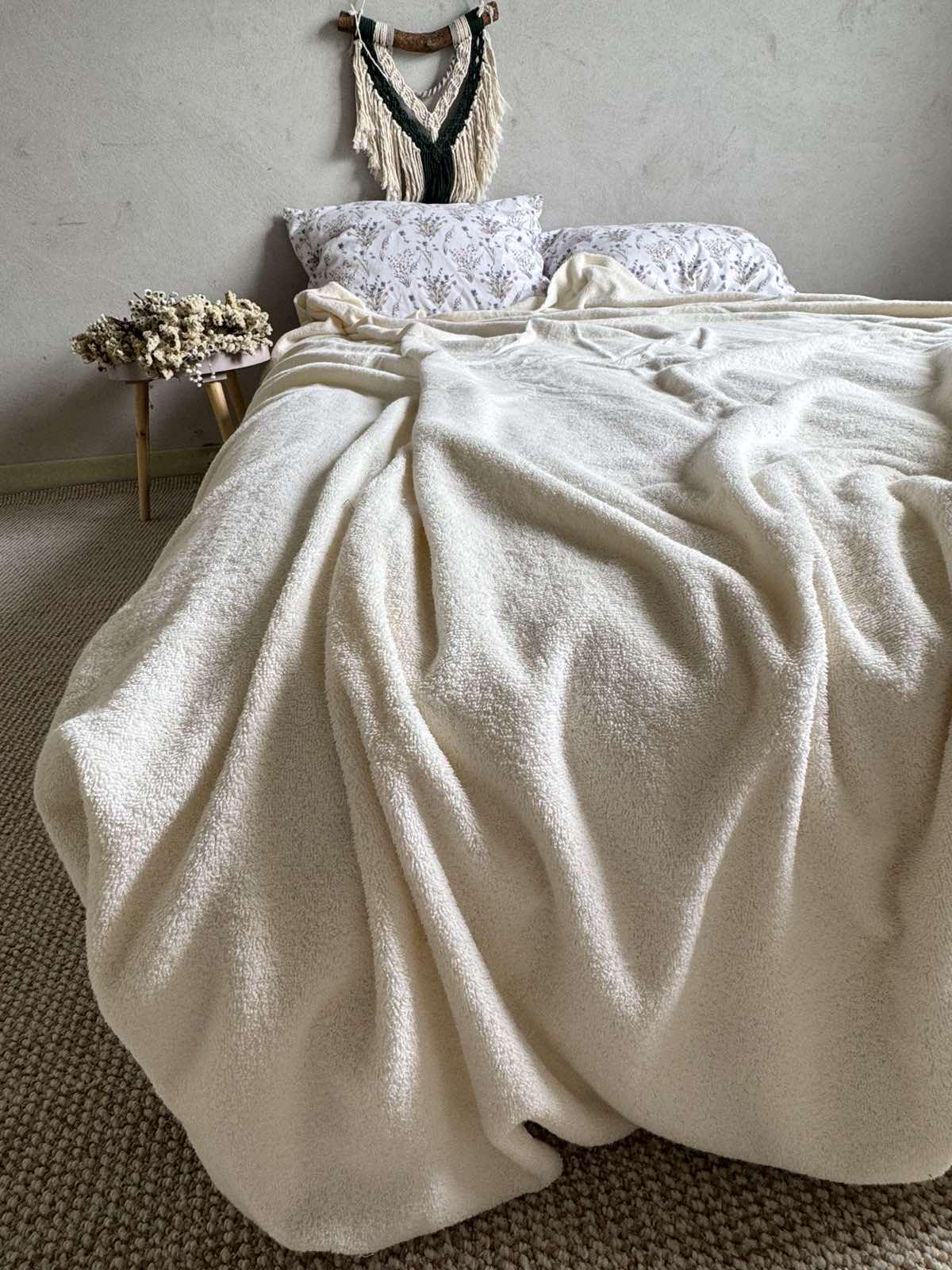 Простынь-покрывало махровое ZEINTEX MADEIRA хлопковое 150х220 см Молочный (26982210) - фото 5