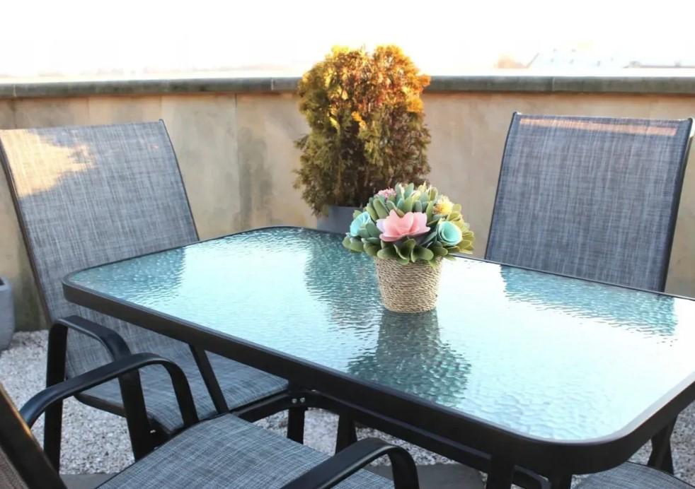 Стіл садовий Garden Line скляний чорні ніжки 110x60 см - фото 3