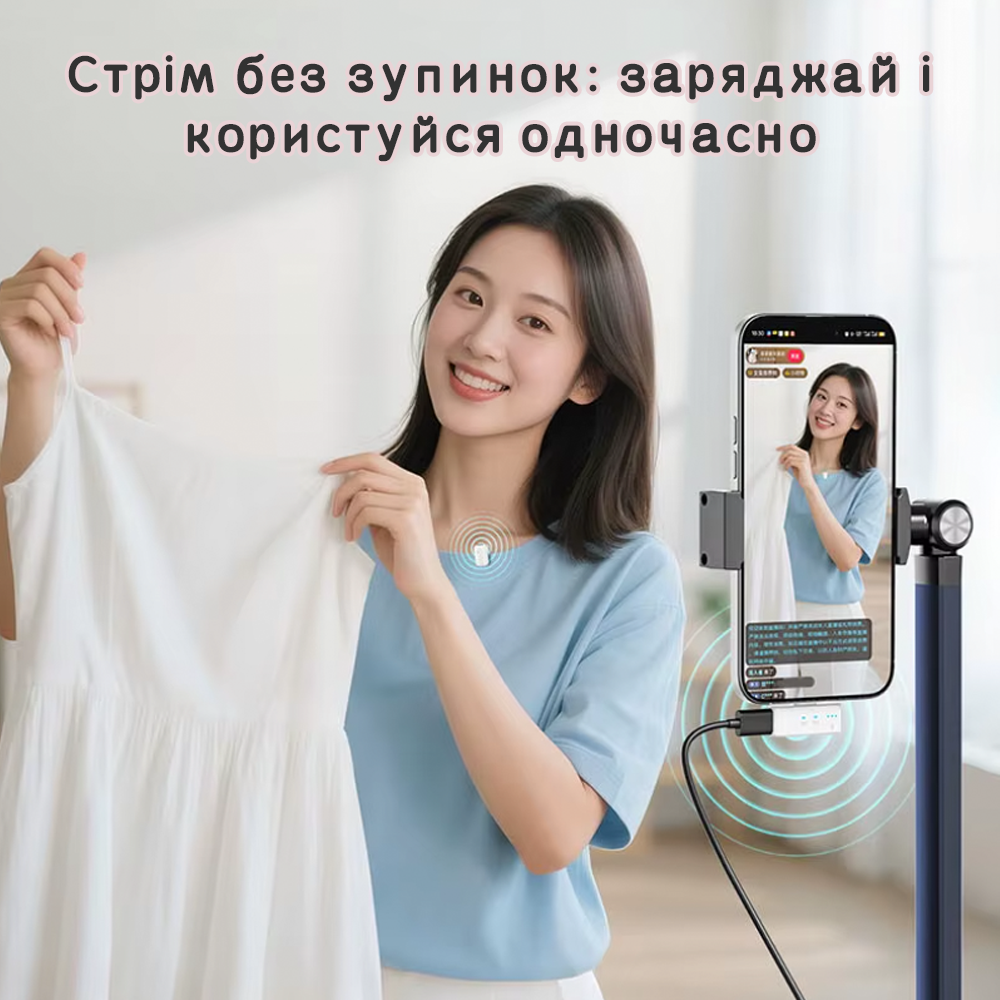 Микрофон беспроводной петличный M19 для телефонов с Type-C/адаптером Type-C на Lightning Pink (115111116) - фото 4 Микрофон беспроводной петличный M19 для телефонов с Type-C/адаптером Type-C на Lightning Pink (115111116) - фото 4