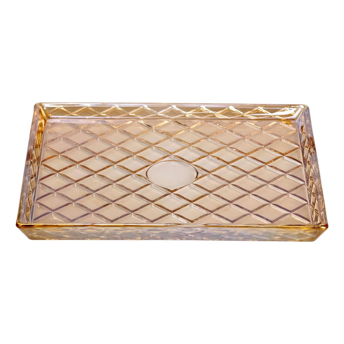 Блюдо для закусок Lirmartur HP-YH-53 стеклянное 24,5х20,5х2 см Золотистый (25029543) - фото 3